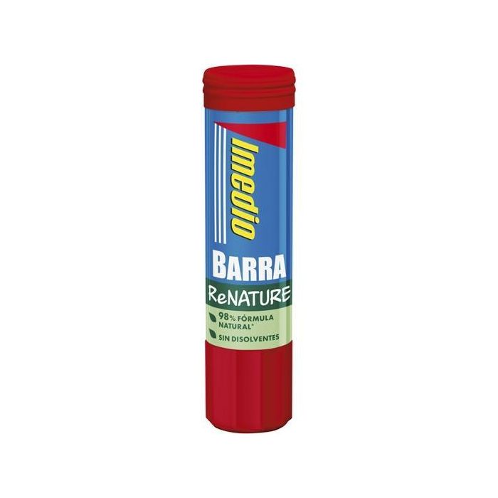Imedio Pegamento en Barra Renature, 21g, sin Disolventes, 90% Fórmula Natural, Lavable, Uso Infantil, Paquete de 12 Unidades (12 Unidades)