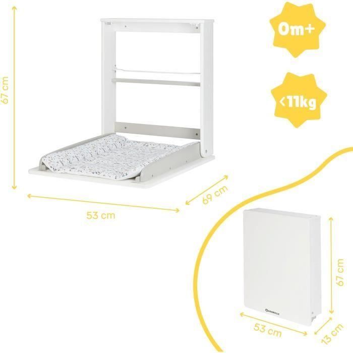 Cambiador de pared Badabulle Plouf, con cambiador incluido - Plegable y compacto 5 Cambiador de pared Badabulle Plouf, con cambiador incluido - Plegable y compacto 5