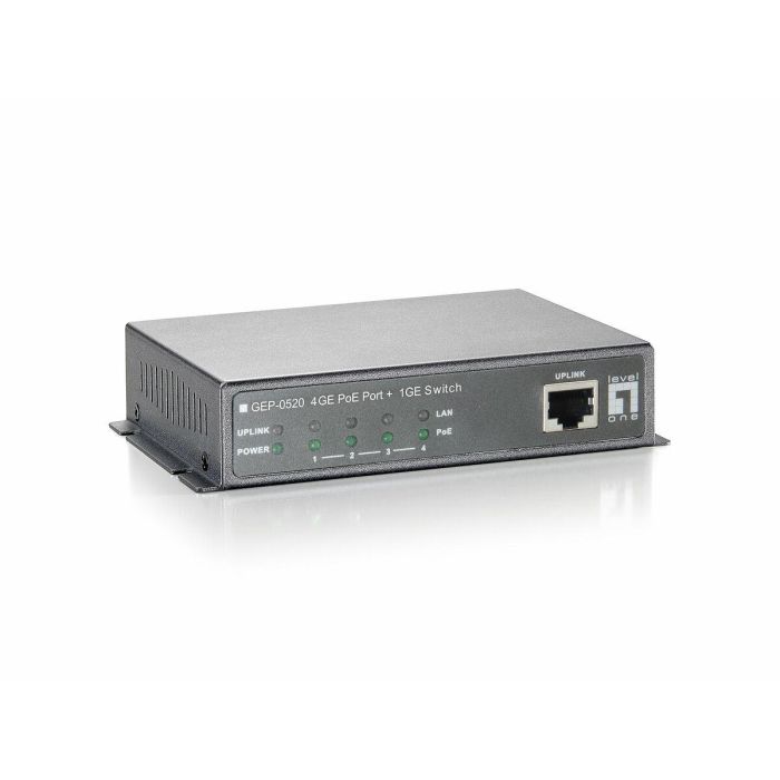 LevelOne GEP-0520 Switch Gigabit Ethernet 5 Puertos (4xPoE+) 61.6W, 10/100/1000, para Redes, Negro 0 LevelOne GEP-0520 Switch Gigabit Ethernet 5 Puertos (4xPoE+) 61.6W, 10/100/1000, para Redes, Negro 0
