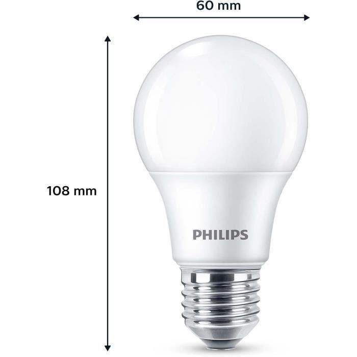 Bombilla LED - PHILIPS - 60 W - E27 - Blanco cálido - Mate - No regulable - 3 piezas 2 Bombilla LED - PHILIPS - 60 W - E27 - Blanco cálido - Mate - No regulable - 3 piezas 2