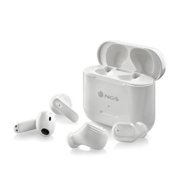 NGS Auriculares Bluetooth True Wireless Stereo, 30h Autonomía, Control Táctil, USB-C, Blanco 1