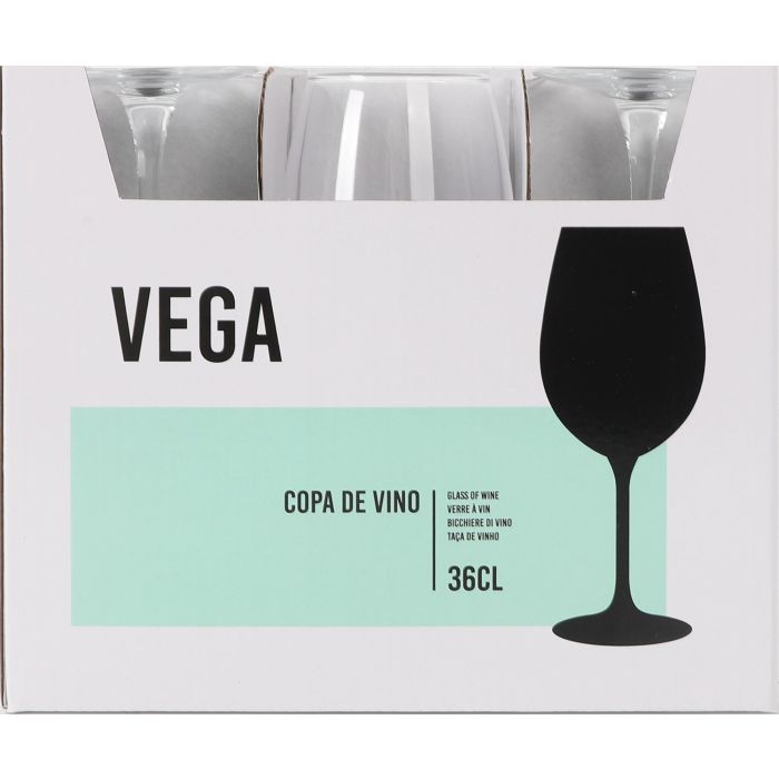 Inde Copa de Vino 'Vega', 36 cl - Copa para vino tinto o blanco, diámetro 6.4 x 20.2 cm, cristal (24 Unidades)