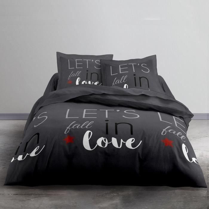 Juego de cama de algodón TODAY Love - 2 personas - 240 x 260 cm - Estampado gris 2