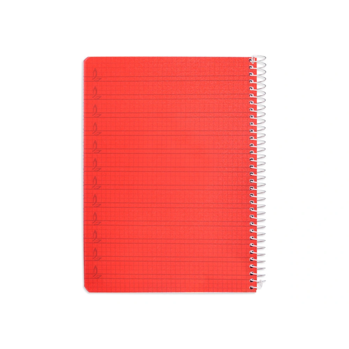 Liderpapel Cuaderno Espiral A5 Pautaguía Tapa Plástico 80 Hojas 90gr Cuadro Pautado 4mm con Margen Color Rojo 2