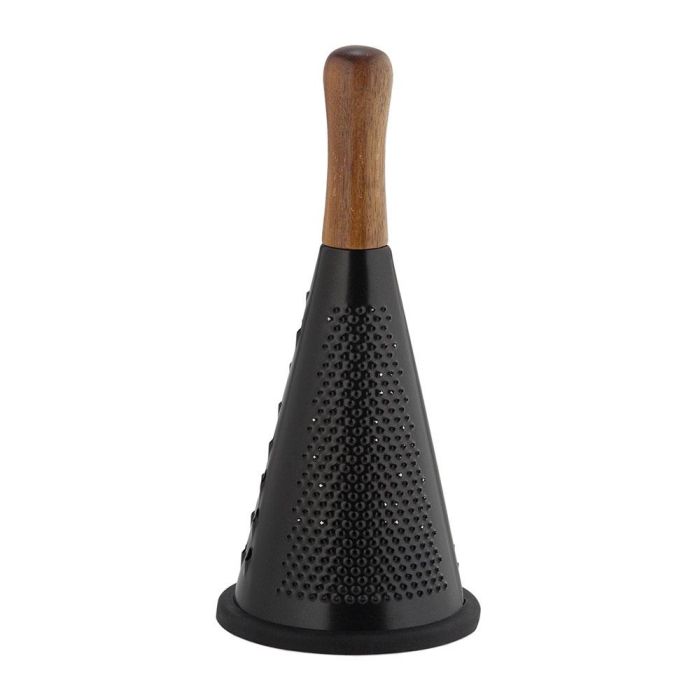 Andrea House Rallador inoxidable negro/acacia cc73014, acero inoxidable/madera de acacia, Ø 11,5 x 25,5 cm