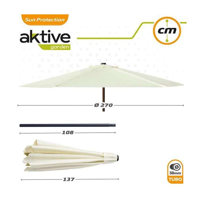 Aktive Parasol de Terraza 270 cm con Chimenea y Mástil de Aluminio 4