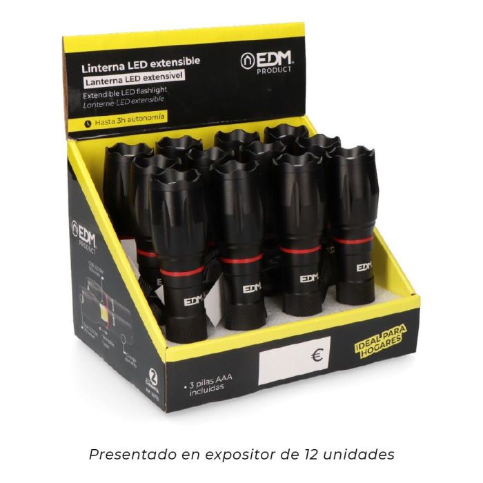 Edm Linterna led Wild Force 5W, Zoom, Luz Lateral, 3 x AAA (Pilas Incluidas) 3