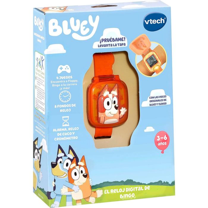 V-Tech Reloj Digital De Bingo 80-554567 Bluey, Con Voz Original, Cronómetro, Alarma y 4 Juegos Educativos para +3 Años 1