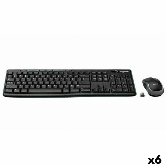 Teclado y Ratón Inalámbrico Logitech DESKTOP MK270 Negro Qwerty Español (6 Unidades)