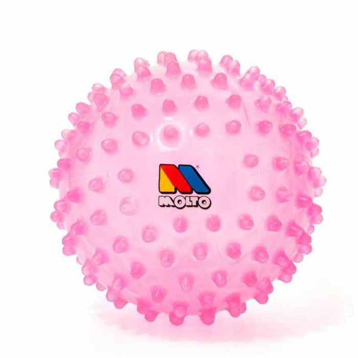 Bola sensorial 20 cm rosa. con colores y textura suave para la diversión y aprendizaje de los bebes.