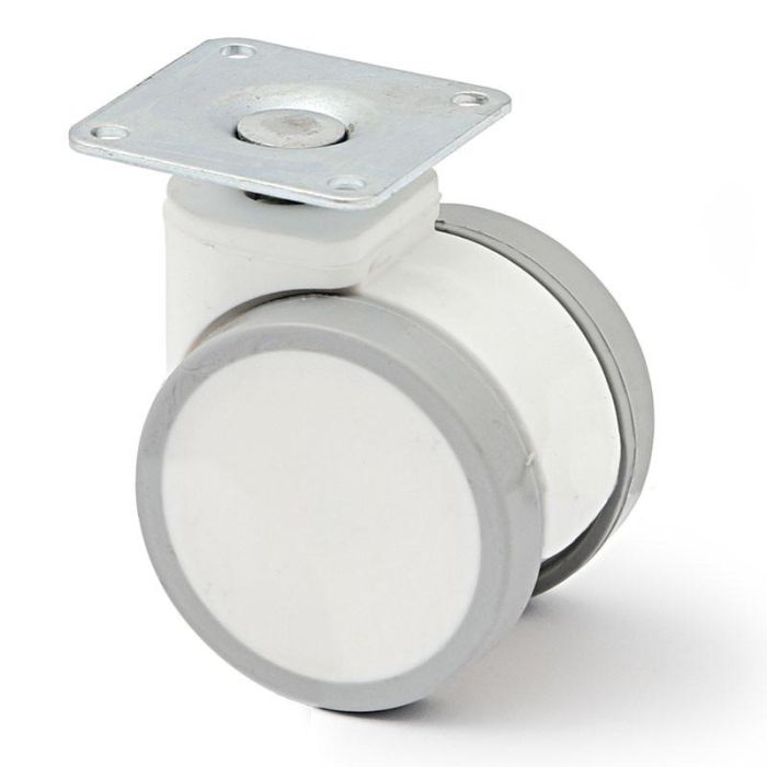 Q&Q Duncan Ø50 H64 Rueda Giratoria sin Freno, Diámetro 50mm, Altura 64mm, Blanco