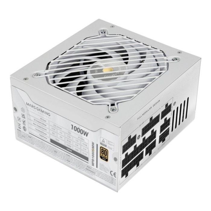 Mars Gaming Fuente Alimentación MPB1000SIMW 1000W 80 Plus Gold Blanca Modular ATX 3.1 PCIe 5.1 2