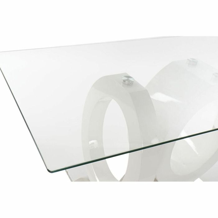 Mesa de Comedor DKD Home Decor Cristal Transparente Blanco Madera MDF (160 x 90 x 75 cm) 1 Mesa de Comedor DKD Home Decor Cristal Transparente Blanco Madera MDF (160 x 90 x 75 cm) 1