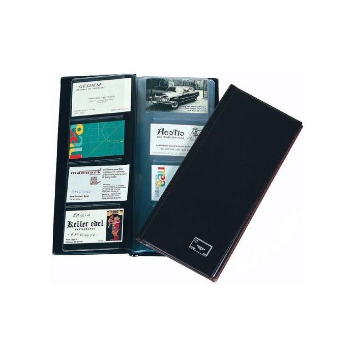 Tarjetero Lomo Soldado Iberplas 2/3 20 Fundas 160 Tarjetas Liso Standard Negro