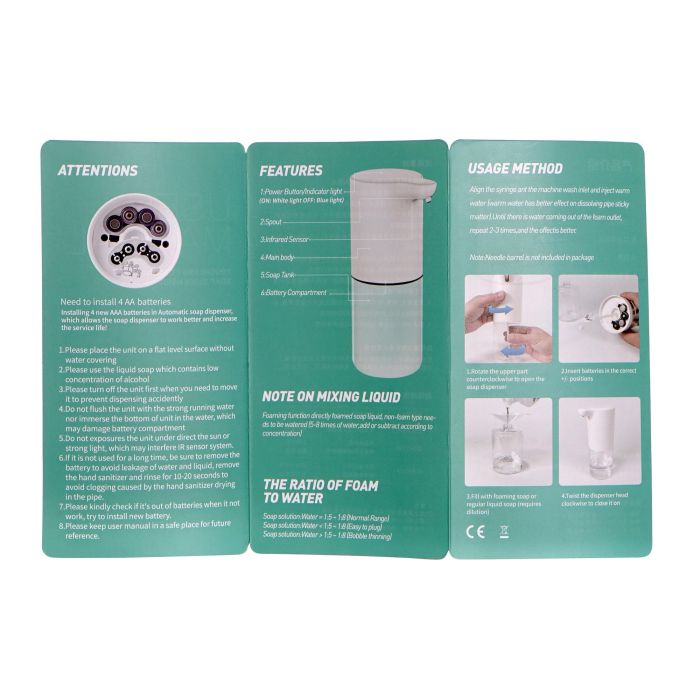 DKD Home Decor Dosificador Automático Plástico 320ml Blanco Transparente 10x19.5x7.5cm (Requiere 4 Pilas AA) 3