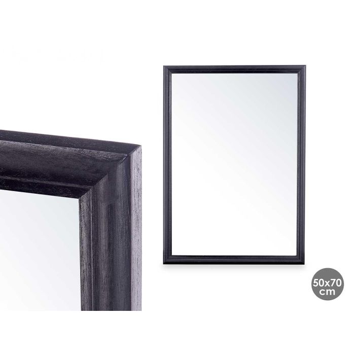 Espejo de Pared con Marco de Madera Negro 50x70 cm - Giftdecor Espejo de Pared con Marco de Madera Negro 50x70 cm - Giftdecor
