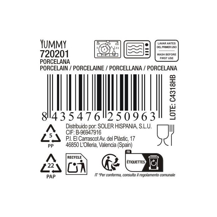 La Mediterranea Bol "Yummy" Blanco 12.8 x 9.1 x 5.5 cm (24 Unidades)