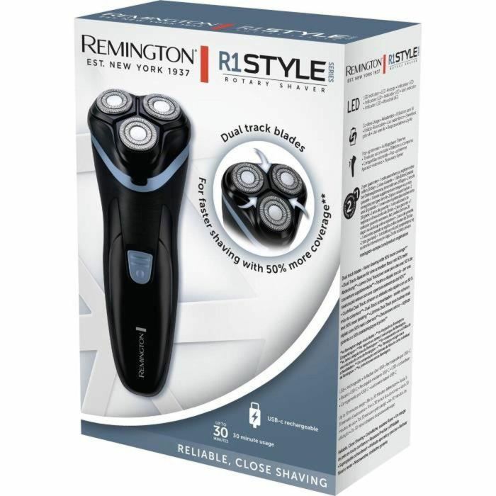 Remington R1000 Afeitadora Rotativa Inalámbrica, 3 Cuchillas Dual Track, Recortador Retráctil, Autonomía 30 min, LED 2 Remington R1000 Afeitadora Rotativa Inalámbrica, 3 Cuchillas Dual Track, Recortador Retráctil, Autonomía 30 min, LED 2