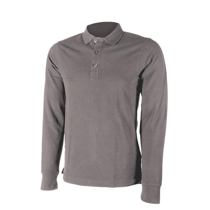 Payper Polo Piqué Manga Larga Algodón Hombre FLORENCE Cuello Canalé Gris Claro Talla XL