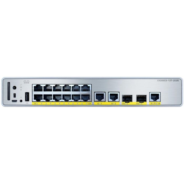 Cisco C9200CX-12T-2X2G-E Catalyst 9000 Compact Switch, Gestionado, 15 Puertos Gigabit Ethernet, PoE, Montaje en Rack