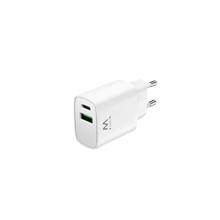 Ewent EW1321_R1 Cargador Universal 20W Carga Rápida USB-C PD PPS QC3.0 USB-A GaN Blanco para iPhone y Android 0 Ewent EW1321_R1 Cargador Universal 20W Carga Rápida USB-C PD PPS QC3.0 USB-A GaN Blanco para iPhone y Android 0