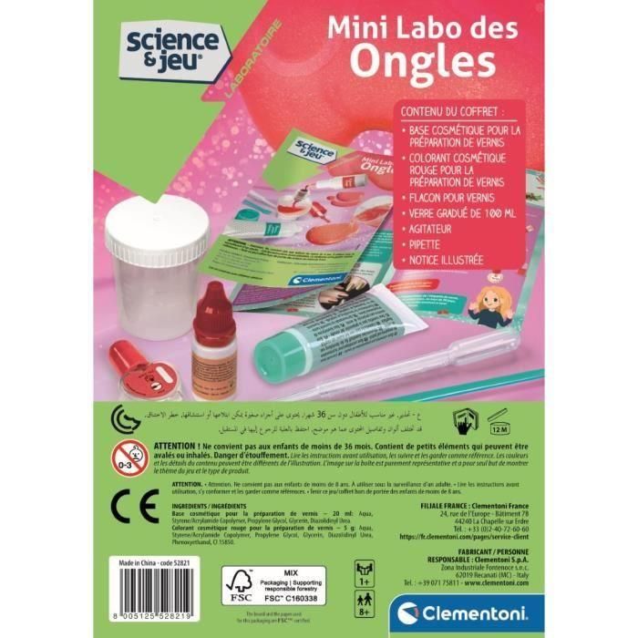 Clementoni CLE8005125528219 Mini Nail Lab - Kit Científico Crea tu propio esmalte de uñas Ciencia y Juegos a partir de 8 años 4
