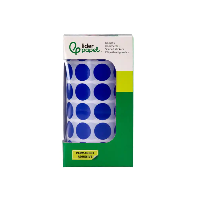 Liderpapel Gomets Circulares Autoadhesivos 15 mm Azul Rollo 2500 Unidades en Caja de Cartón 3
