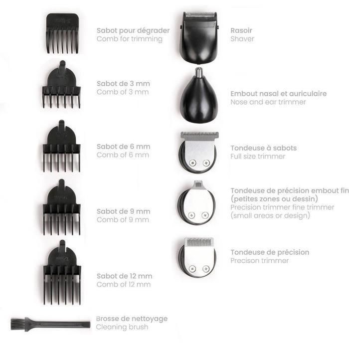 Livoo DOS187 Set recortador multifunción 3,7W 90 min con 5 cabezales, 5 peines y base de almacenamiento Negro/Azul 3 Livoo DOS187 Set recortador multifunción 3,7W 90 min con 5 cabezales, 5 peines y base de almacenamiento Negro/Azul 3