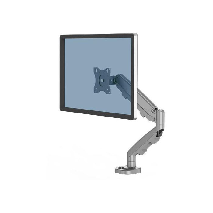 Fellowes 9683001 Brazo para Monitor Individual EPPA Plata, Soporte de Escritorio hasta 40", 8kg, Altura/Inclinación/Giro Ajustable
