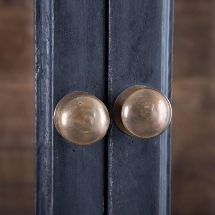 Vitrina Negro-Natural Madera de Mango 115 X 40 X 194 cm