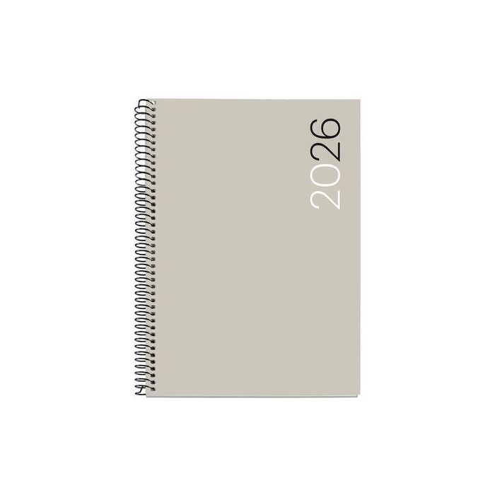 Agenda Anual (2026) Miquelrius Basic City Espiral Tapa Pp Plus 155X213 S/Vv Gris