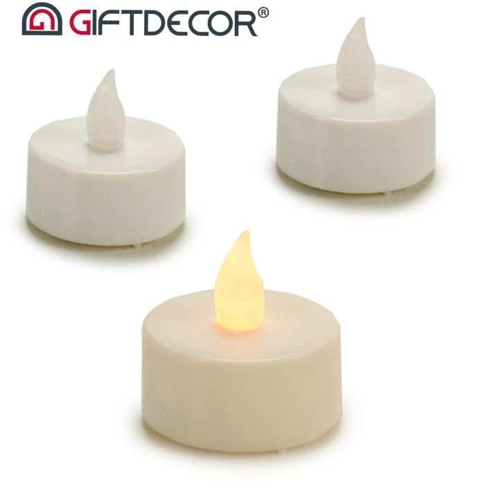 Set 4 Velas Tealight LED Giftdecor 13.5x17x4 cm, Blanco, Incluye Pilas (24 Unidades) 1 Set 4 Velas Tealight LED Giftdecor 13.5x17x4 cm, Blanco, Incluye Pilas (24 Unidades) 1