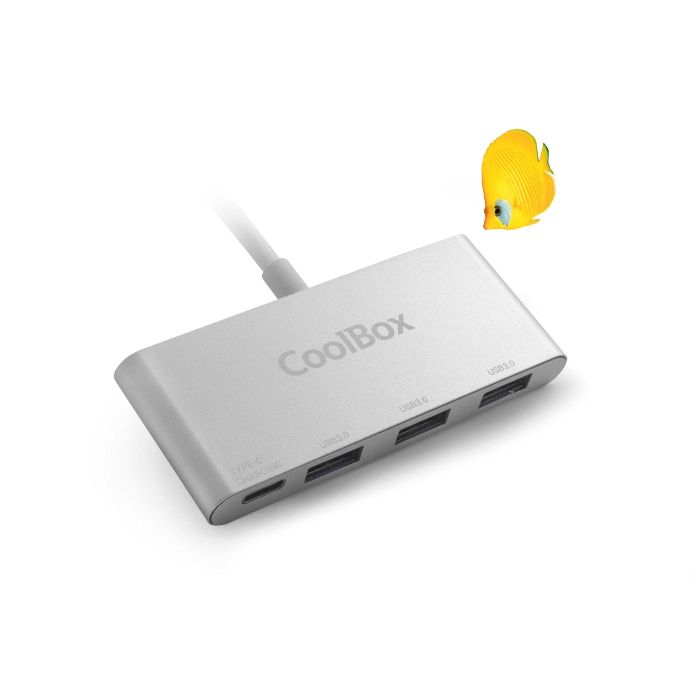 Coolbox Hub 3 Puertos USB 3.0 con Carga Rápida BC 1.2 y Puerto USB-C PowerDelivery 1
