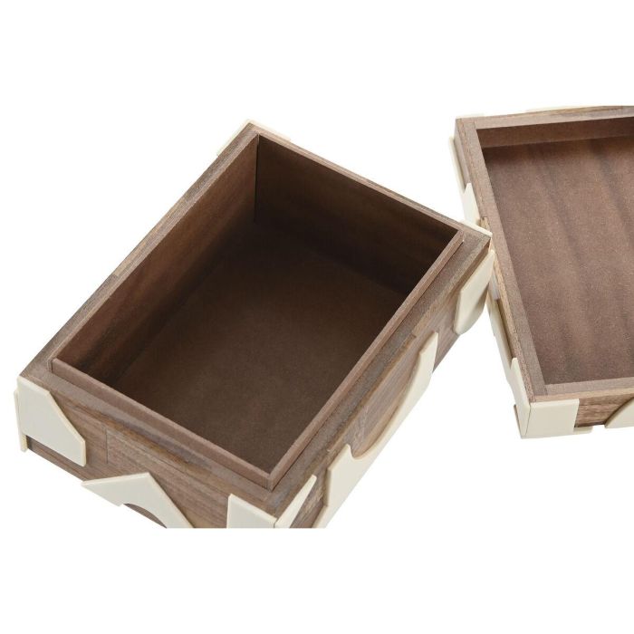 Joyero Moderno DKD Home Decor Natural Negro 13 x 7.5 x 18 cm Set de 2 1