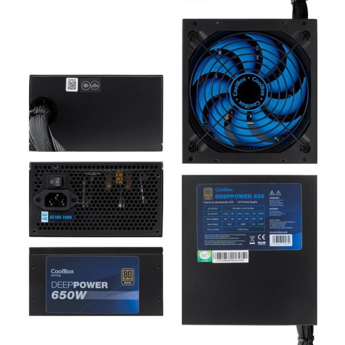 Coolbox Fuente Alimentación Gaming Deeppower 650W 80 Plus Bronze, Full Range, Ventilador 140mm, Cables Mallados 1 Coolbox Fuente Alimentación Gaming Deeppower 650W 80 Plus Bronze, Full Range, Ventilador 140mm, Cables Mallados 1