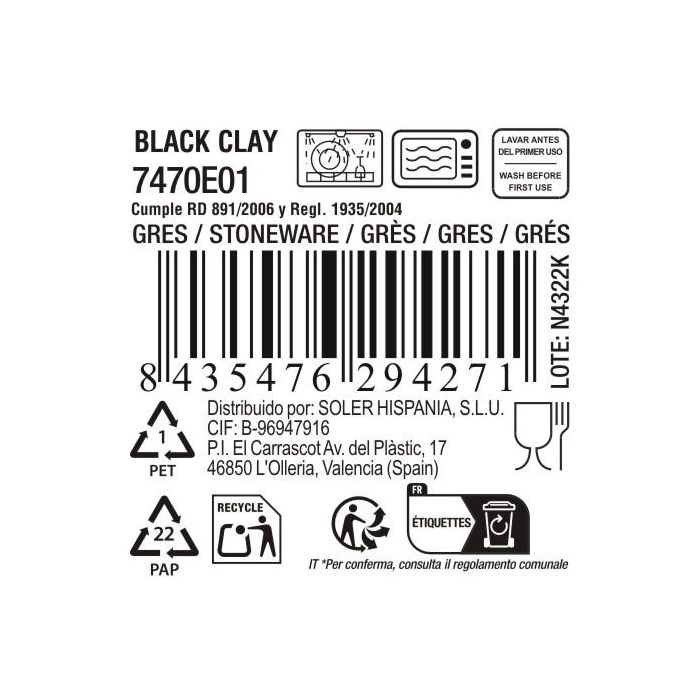 La Mediterranea Plato Hondo Black Clay Ø18,7x5,2 cm (12 Unidades) 5