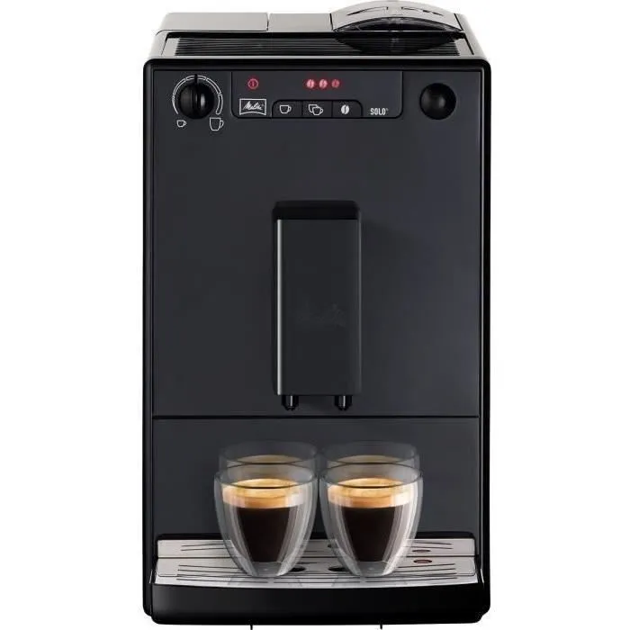 Melitta E950-222 Cafetera Automática con Molinillo Caffeo Solo - Negro Puro - 15 Bares - 1.2L - 1400W 1