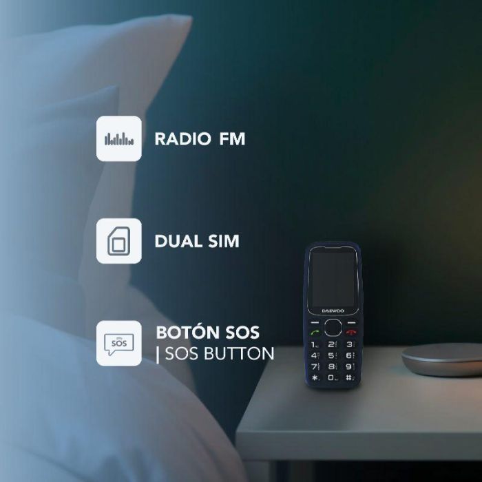 Daewoo Senior Pant 2.4 Teléfono Móvil - Pantalla 2.4 Pulgadas, Cámara, Radio FM, Luz SOS y Linterna, Color Azul