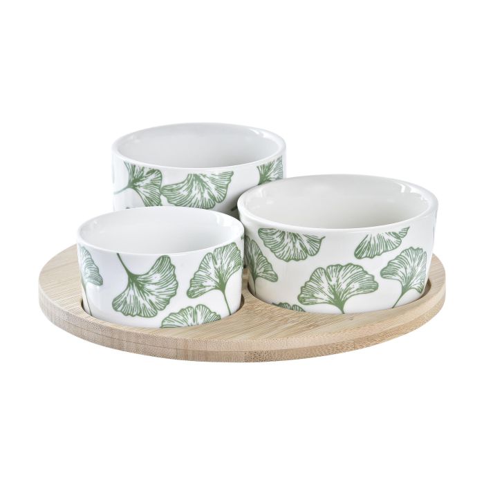 Tabla Aperitivo Tropical DKD Home Decor Verde Blanco 18 x 1 x 18 cm Set de 4