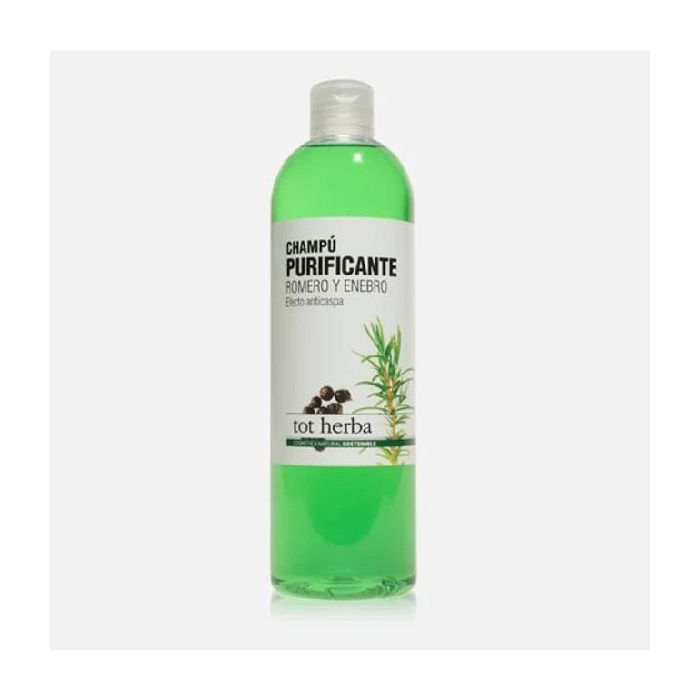 Tot Herba Champú Purificante Romero y Enebro Anticaspa - Combate la Caspa y Limpia el Cabello con Ingredientes Naturales 500 ml