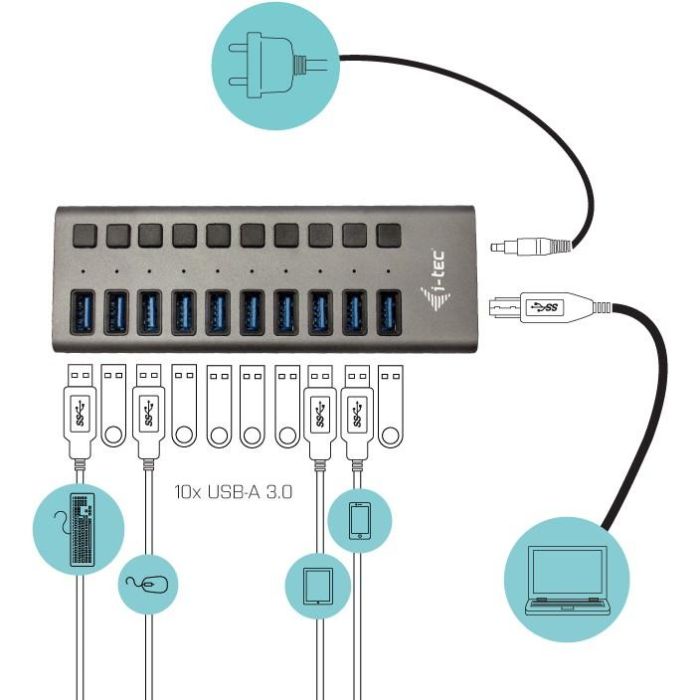 Hub USB i-Tec U3CHARGEHUB10 1