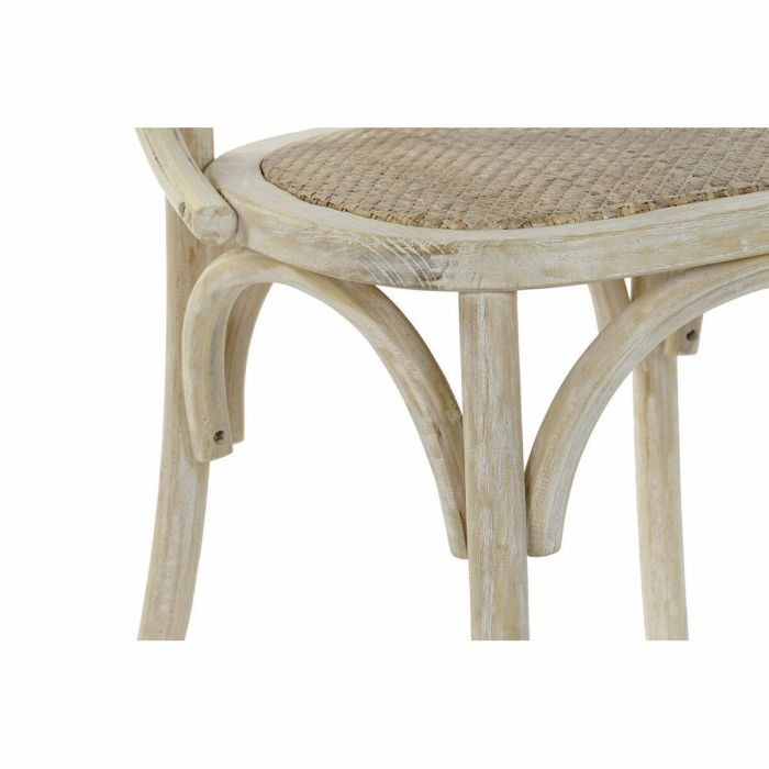 DKD Home Decor Silla Horeca Blanco de Olmo y Ratán con Respaldo de Rejilla Hecha a Mano y Desmontable - 76 cm Alto, Asiento 46 cm 4 DKD Home Decor Silla Horeca Blanco de Olmo y Ratán con Respaldo de Rejilla Hecha a Mano y Desmontable - 76 cm Alto, Asiento 46 cm 4