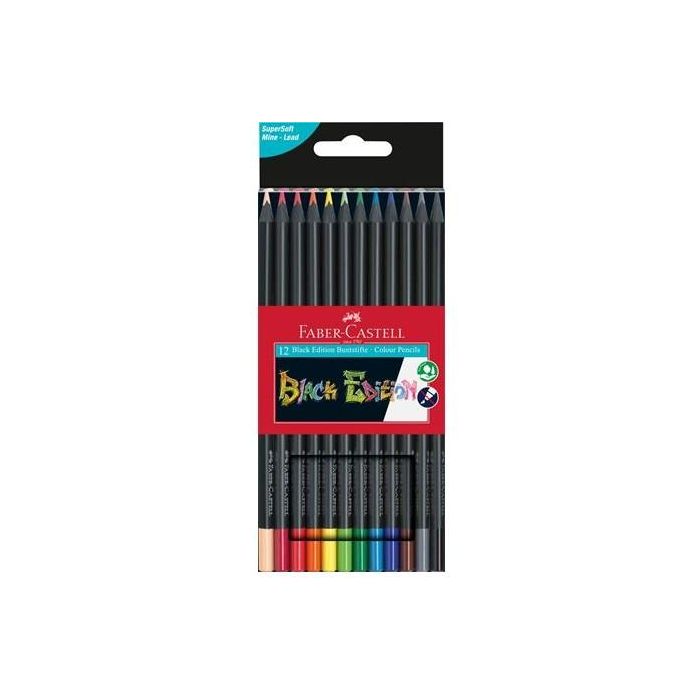 Faber-Castell 116412 Estuche 12 Lápices de Colores Black Edition