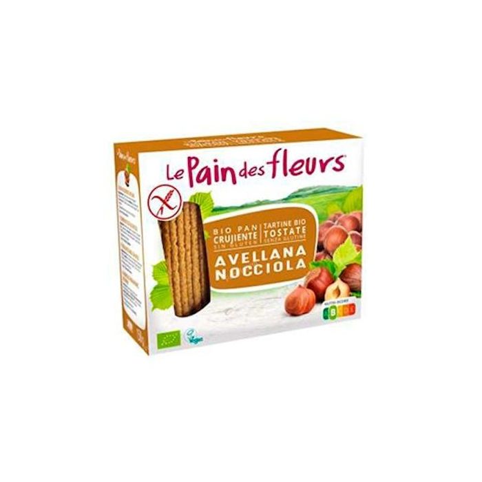 LE PAIN DES FLEURS Cracker Avellana 150g Bio Sin Gluten Vegano, pan crujiente sin lácteos, huevo, levadura ni aroma