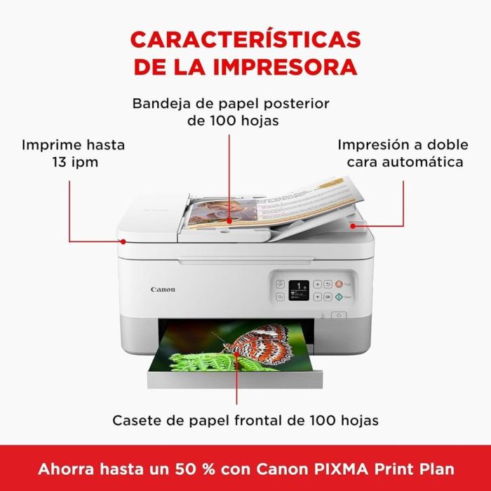 Canon PIXMA TS7451i Impresora Multifunción Inyección Tinta A4 Wifi 4800x1200 DPI Dúplex Automático Blanco 2 Canon PIXMA TS7451i Impresora Multifunción Inyección Tinta A4 Wifi 4800x1200 DPI Dúplex Automático Blanco 2