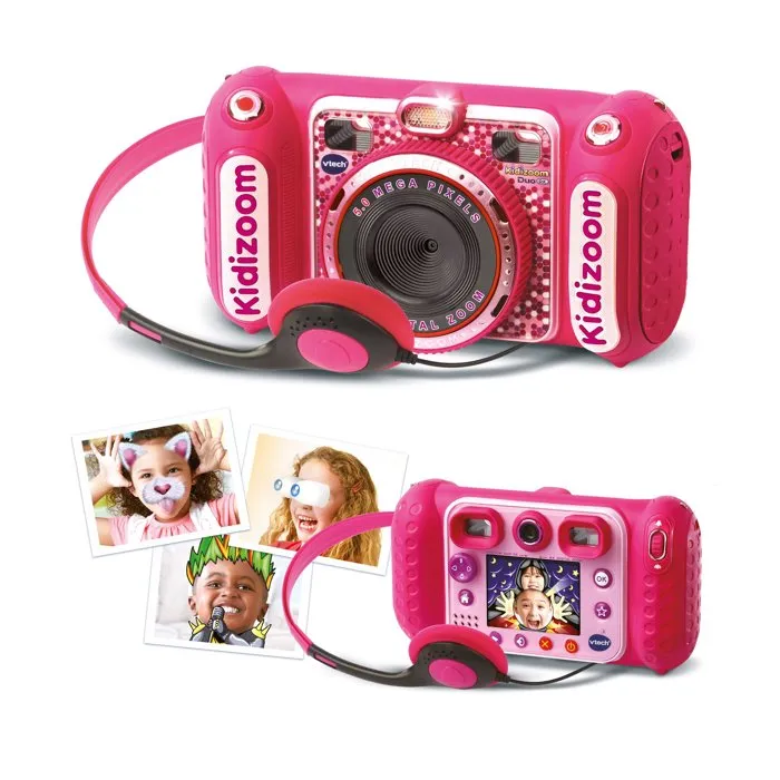 Vtech Kidizoom Duo DX Rosa Cámara Infantil 3-12 Años con 75 Filtros y 5 Juegos de Realidad Aumentada Idioma Francés 3