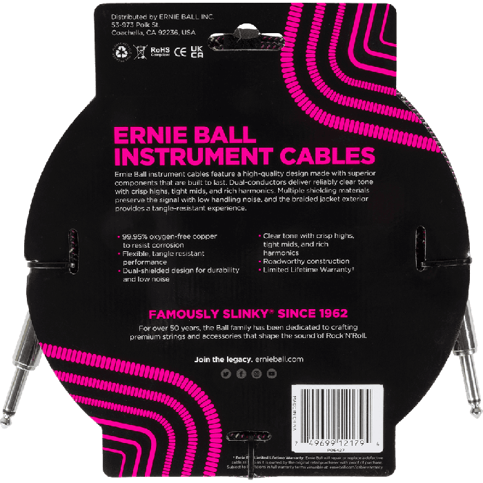 Cable Eb Instrumento Trenzado Jack-Jack Ss 3 M - Purple Python 1 Cable Eb Instrumento Trenzado Jack-Jack Ss 3 M - Purple Python 1