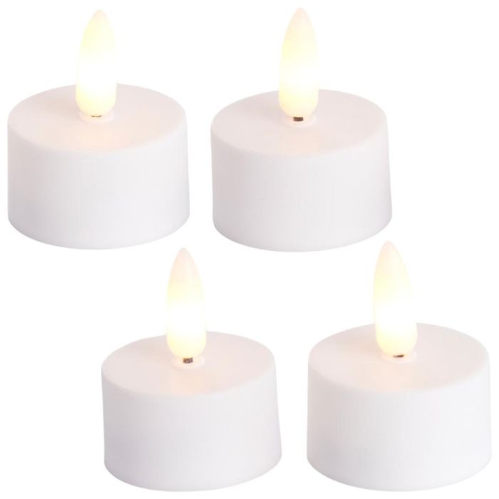 Day Juego de 4 Velas LED con Temporizador, Luz Blanca Cálida (2250K), Pilas CR2032 Incluidas