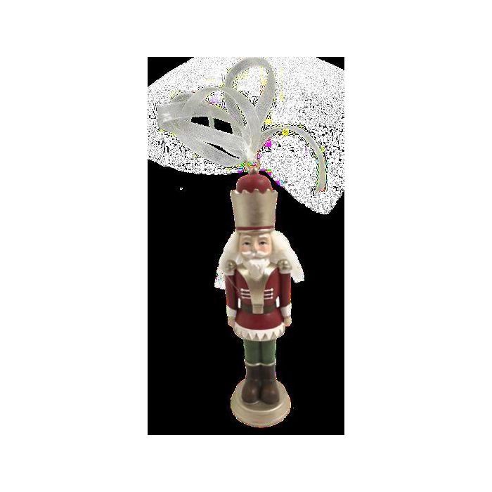 DKD Home Decor Figura Decorativa de Navidad Tradicional Cascanueces de Resina en Rojo y Rosa, 3x3x12 cm (Pack de 2)