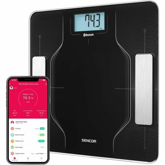 Báscula Digital de Baño Sencor SBS 8002BK Negro noir 180 kg Báscula Digital de Baño Sencor SBS 8002BK Negro noir 180 kg